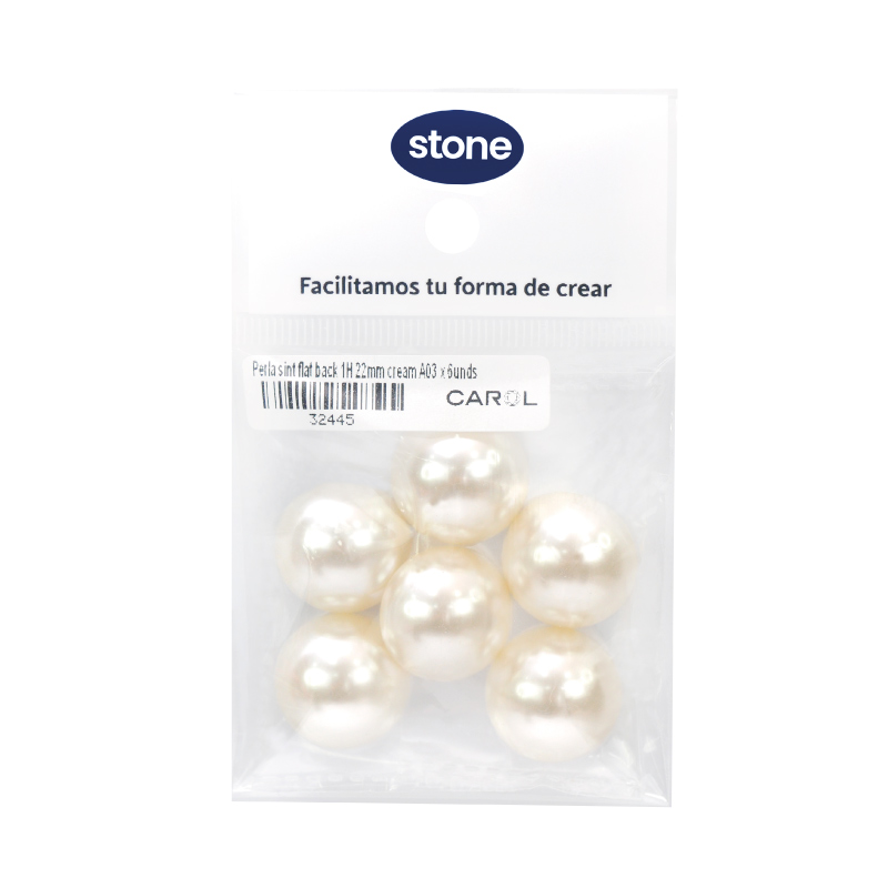 Perla sintetica flat back 1H 22mm cream A03 x 6 Unidades