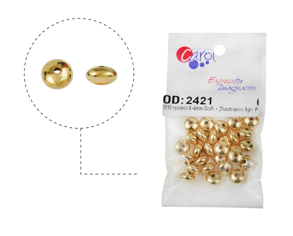 Plastimetal W019 rondela 8x4mm/Golfi x 25und(aprox 5gr)