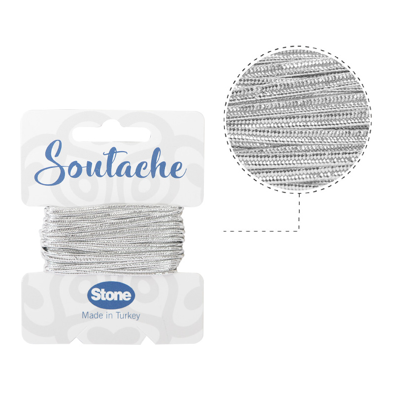 Cordon soutache 3mm silver ST1090 x m