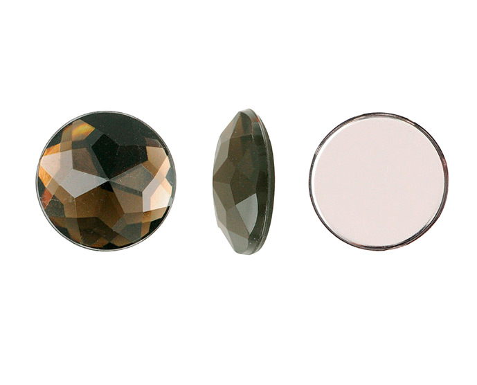 Acrilico K1006 redondo plano 12mm dark smoky quartz 35 x und