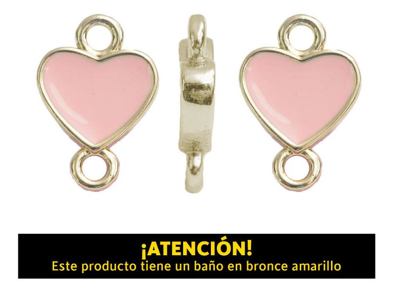 Dije corazon 2 argolla 10mm x 6mm rosado x 4 unds