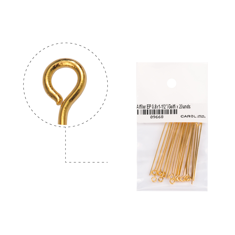 Alfiler eye pin 0.8mm x 3.8cm/Golfi x 20unds