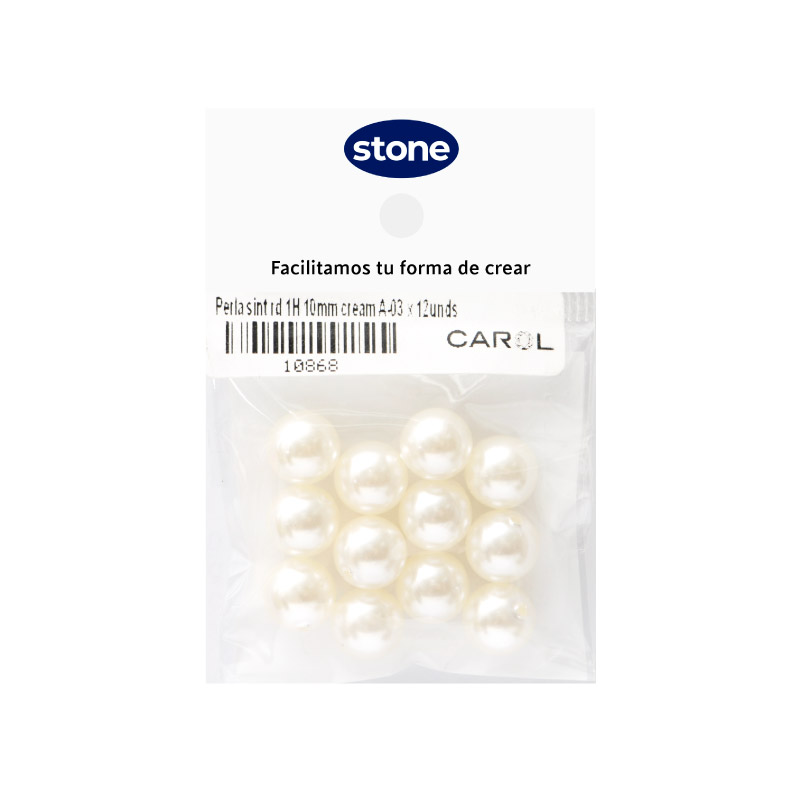 Perla sintetica redonda 1H 10mm cream A-03 x 12unds