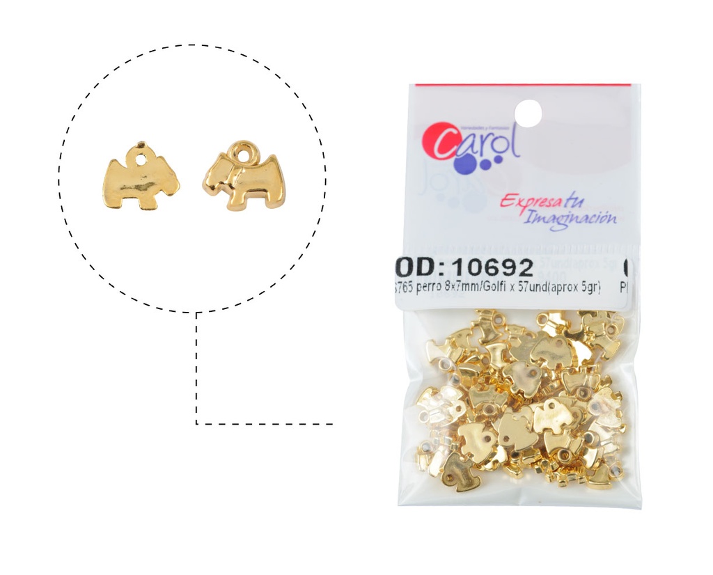 Plastimetal S765 perro 8x7mm/Golfi x 57und(aprox 5gr)