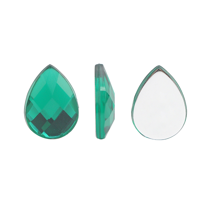 Acrilico K1027 gota plana 10x14mm emerald 6 x und