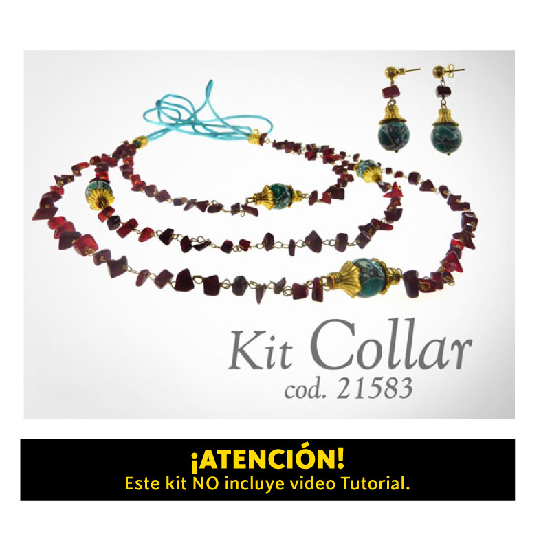 Kit colar glass rojo turqueza