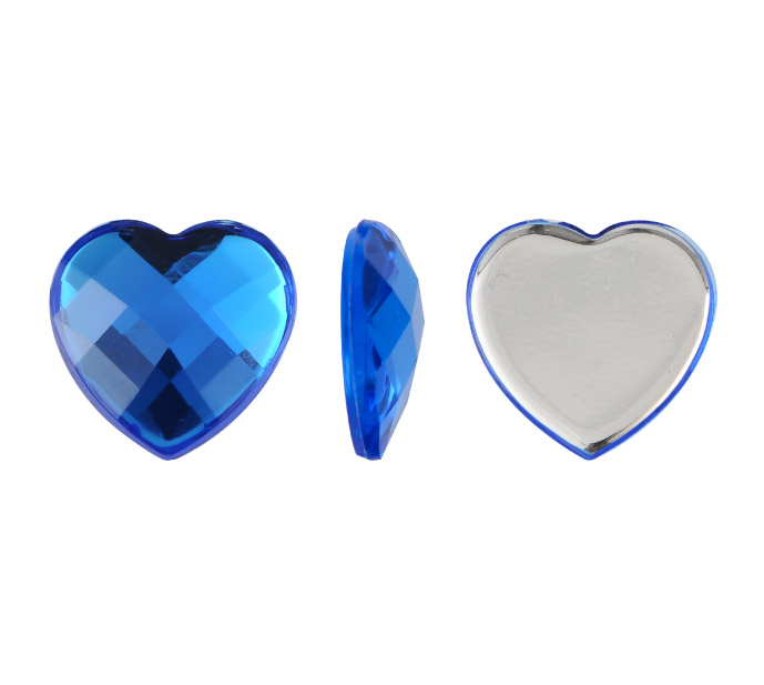 Acrilico K1025 corazon plano 12mm capri blue 4 x und