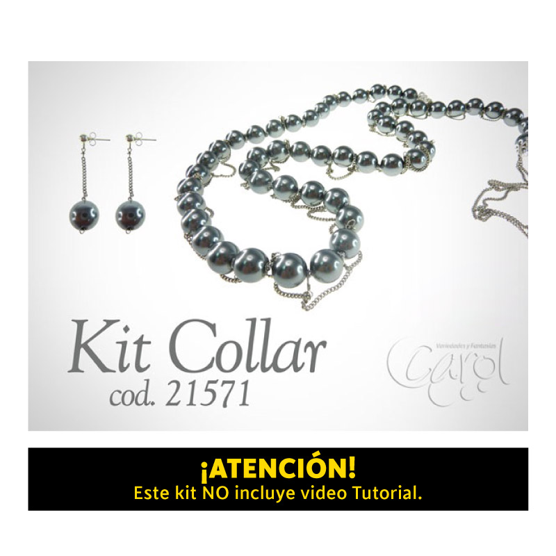 Kit collar cadena perla hematite