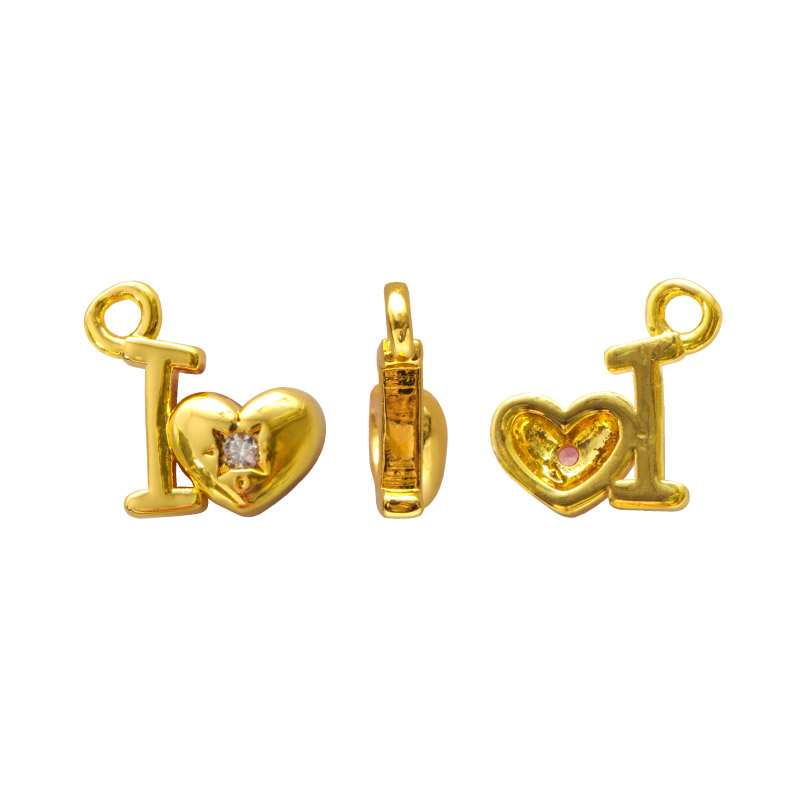 Dije rodio I love corazon con circon 7mm/Golfi x und