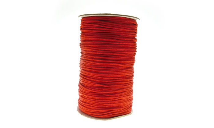 Cordon seda 2mm rojo rollo x 100 yds