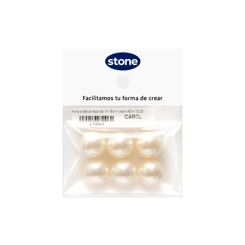 Perla sintetica redonda 1H 16mm cream AB A-73 DEP x 6unds