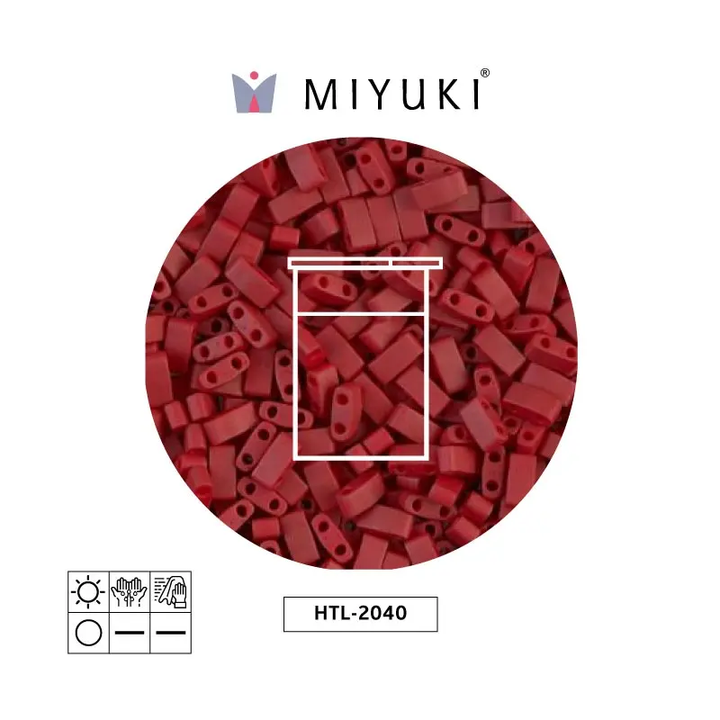 Miyuki half tila 5x2.3x1.9mm HTL2040 matte metallic brick red x 10G