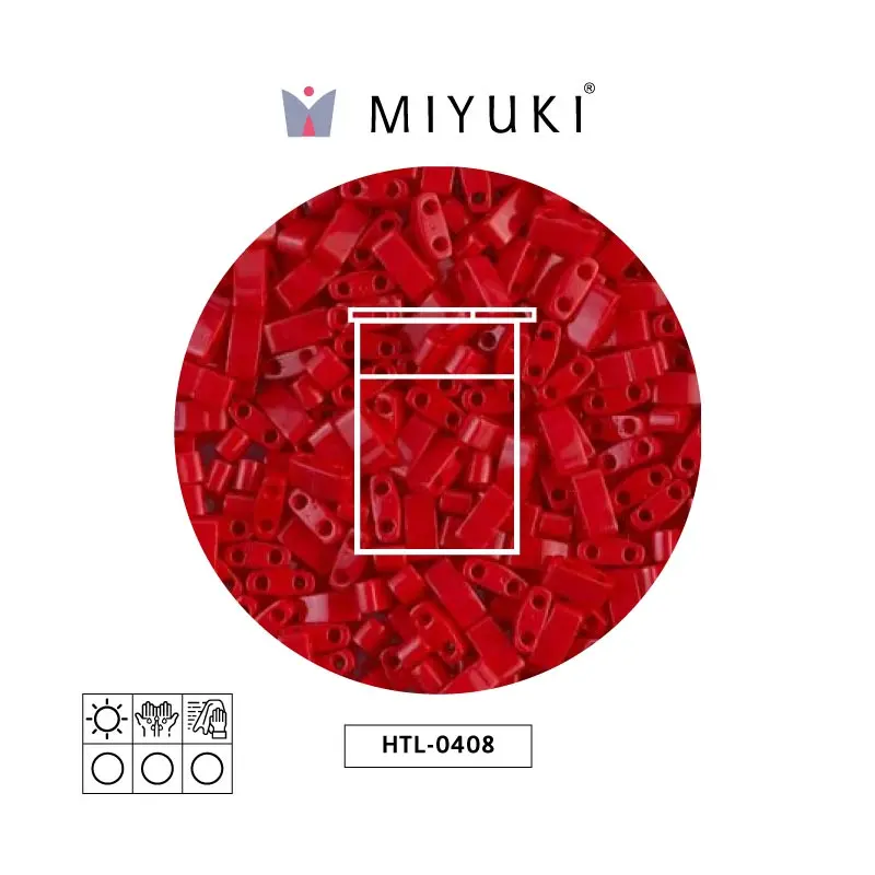 Miyuki half tila 5x2.3x1.9mm HTL0408 opaque red x 10G