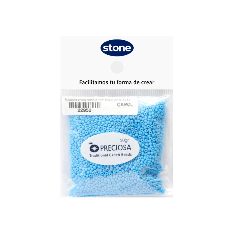 Mostacilla checa preciosa 2mm 63020 OP azul claro x 50g