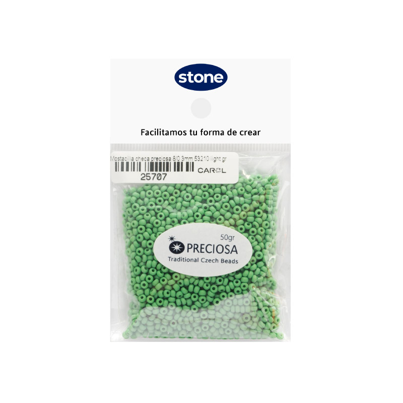 Mostacilla checa preciosa 8/0 3mm 53210 light green x 50 gr