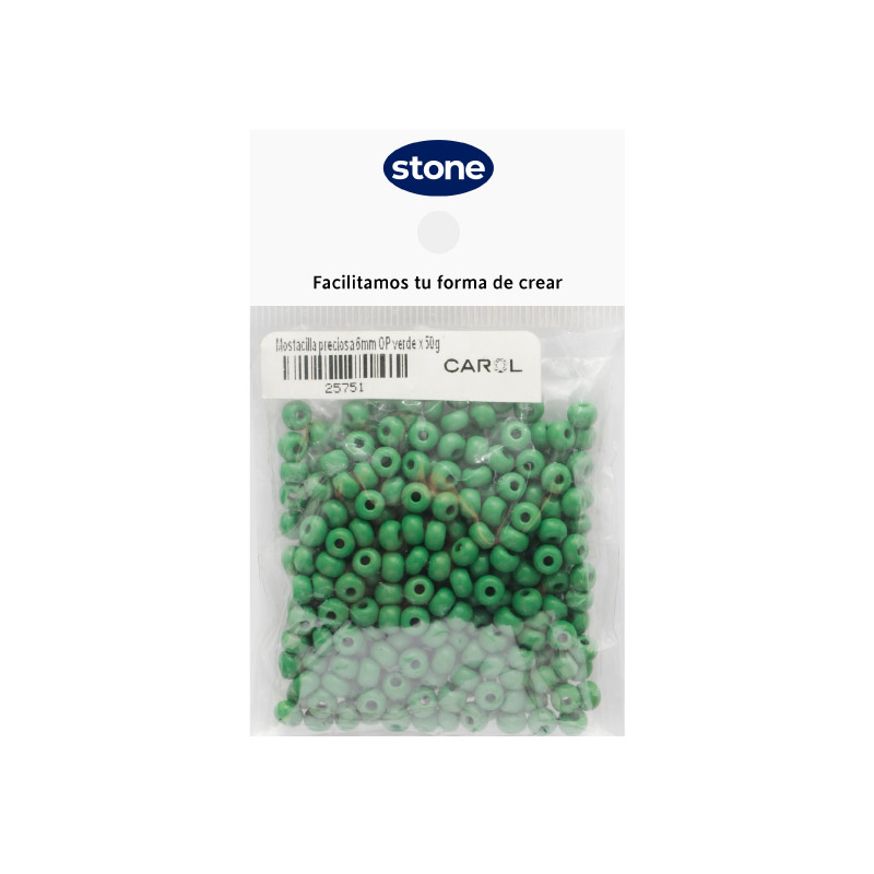 Mostacilla checa preciosa 6mm OP verde x 50g