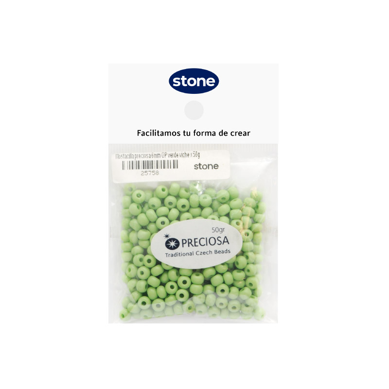 Mostacilla checa preciosa 6mm OP verde viche x 50g