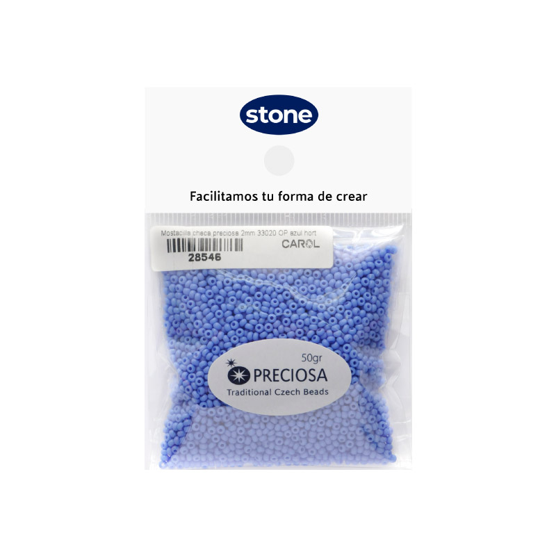 Mostacilla checa preciosa 2mm 33020 OP azul hortencia x 50g