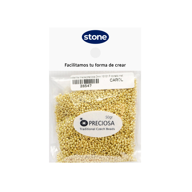 Mostacilla checa preciosa 2mm 18181 P dorado metalizado x 50g