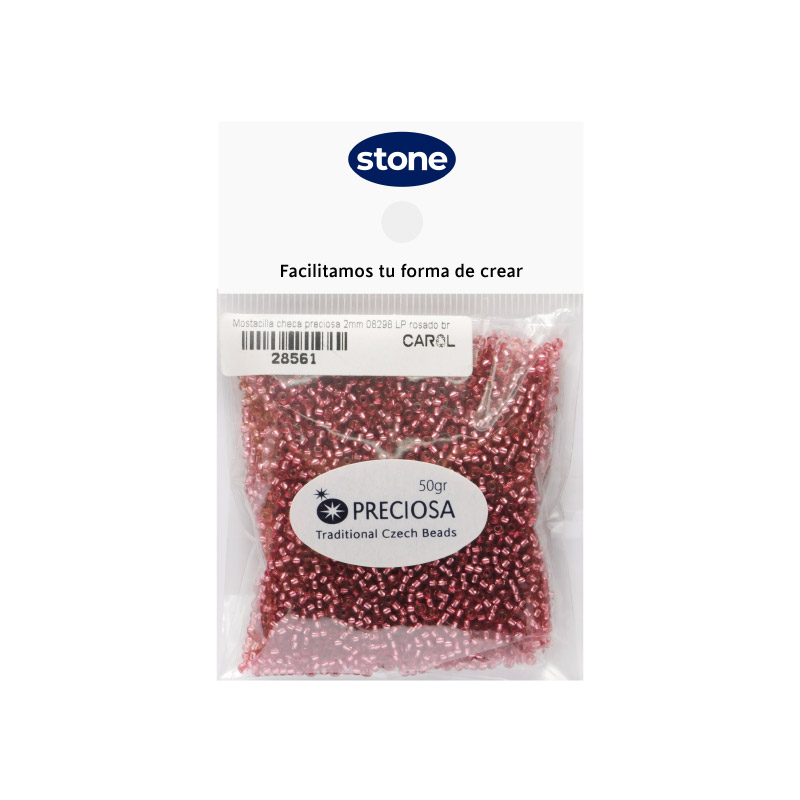 Mostacilla checa preciosa 2mm 08298 rosado fuerte brillante x 50g