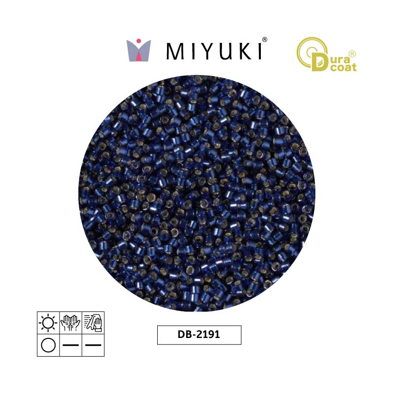 Miyuki delica 11/0 DB2191 silver lined navy duracoat x 50g