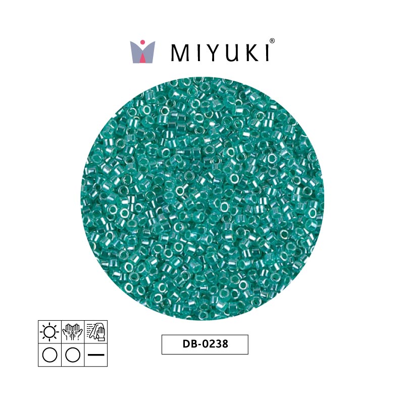 Miyuki delica 11/0 DB0238 lined green aqua x 50g