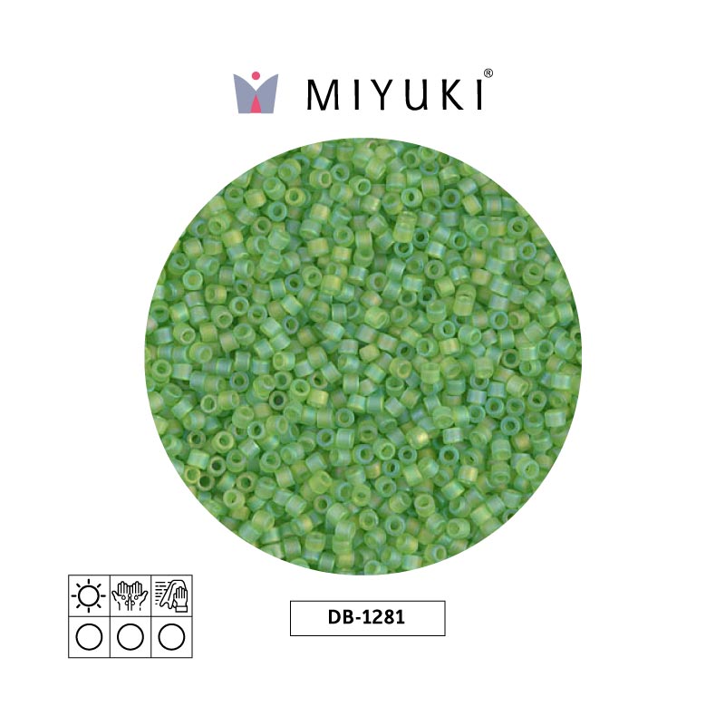 Miyuki delica 11/0 DB1281 matte transparent lime AB x 50g