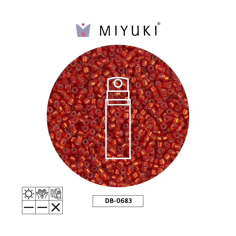 Miyuki delica 11/0 DB0683 frosted silver lined red orange x 10g