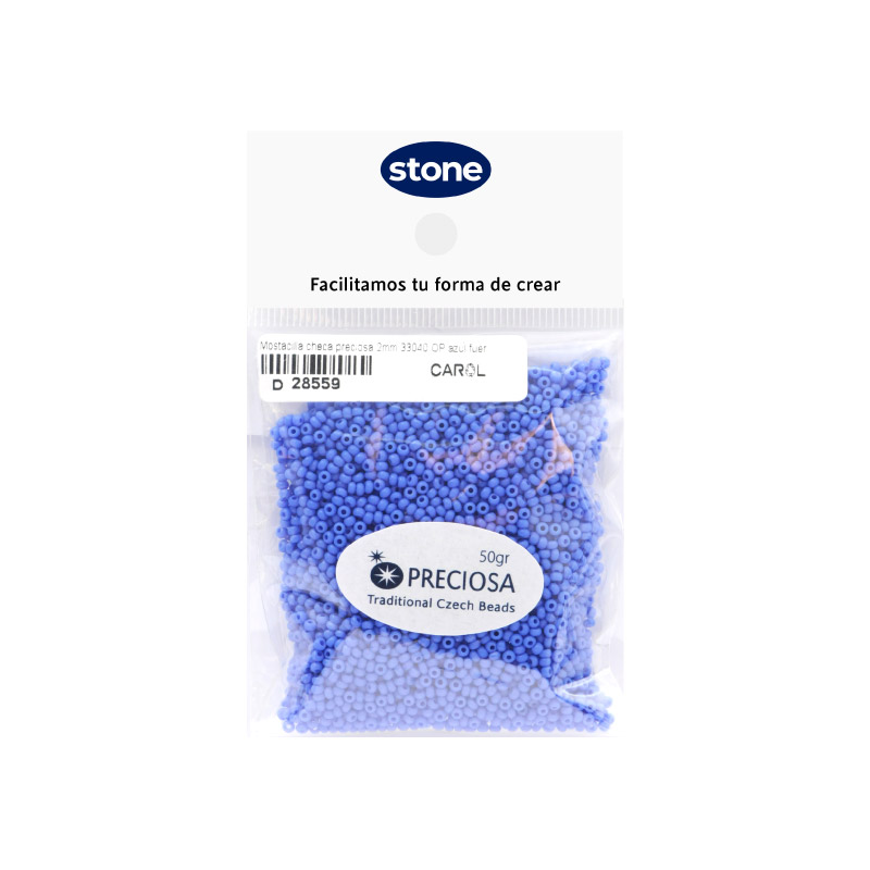 Mostacilla checa preciosa 2mm 33040 OP azul fuerte x 50g