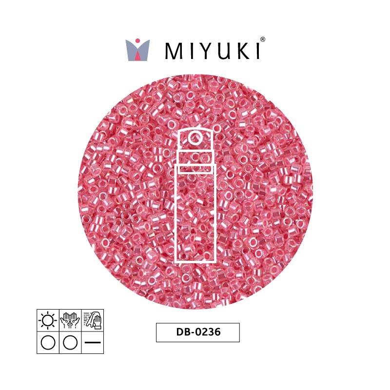 Miyuki delica 11/0 DB0236 lined rose luste x 10g