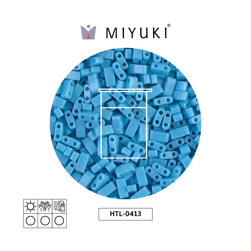 Miyuki half tila 5x2.3x1.9mm HTL0413 opaque turquoise blue x 10G