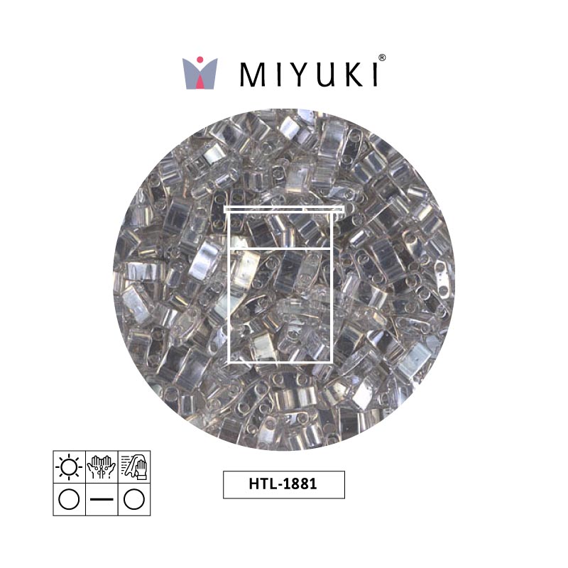 Miyuki half tila 5x2.3x1.9mm HTL1881 transparent silver gold luster x 10G