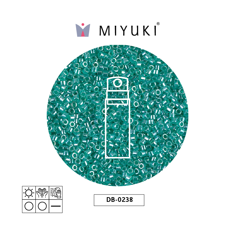 Miyuki delica 11/0 DB0238 lined green aqua x 10g