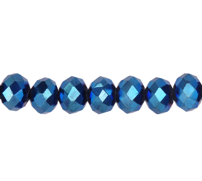 Murano rondela facetada 6mm metallic blue 96 x 96unds