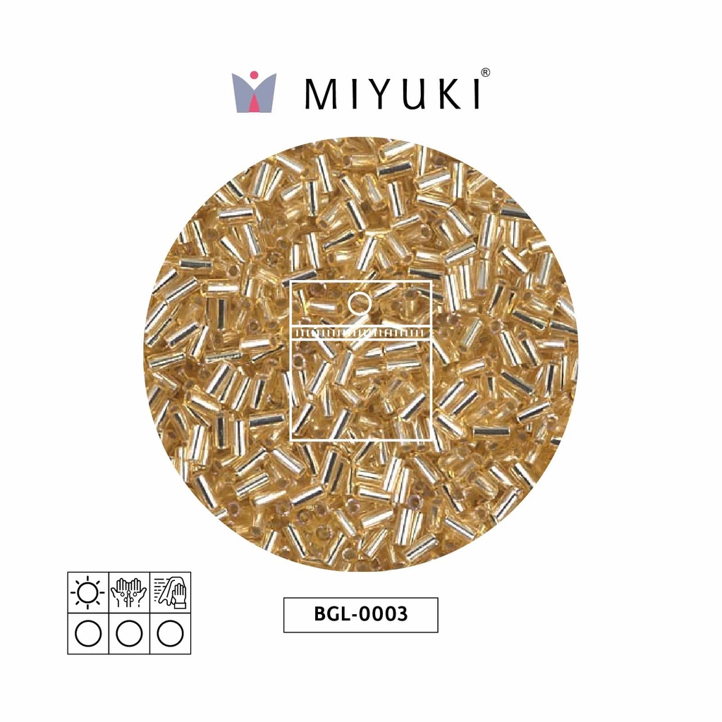 Miyuki bugle 3mm BGL0003 silver lined gold x 25g