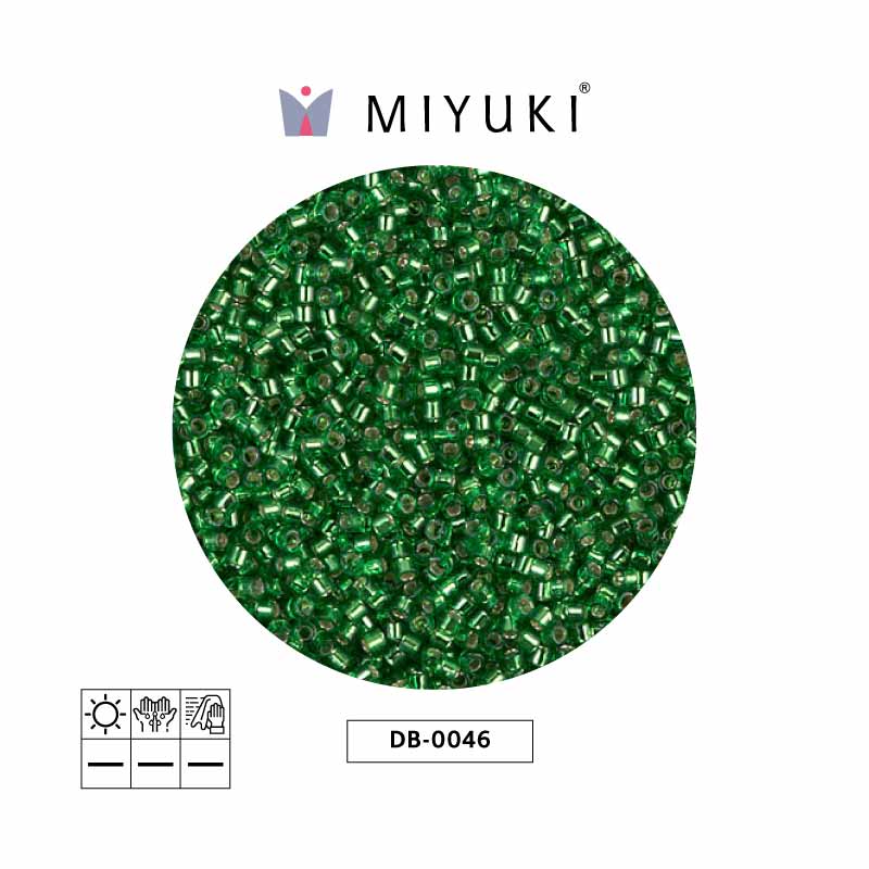 Miyuki delica 11/0 DB0046 silver lined green x 50g