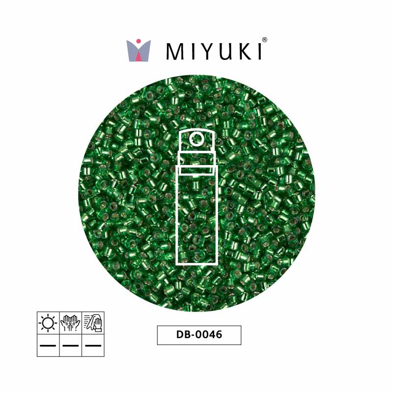 Miyuki delica 11/0 DB0046 silver lined green x 10g