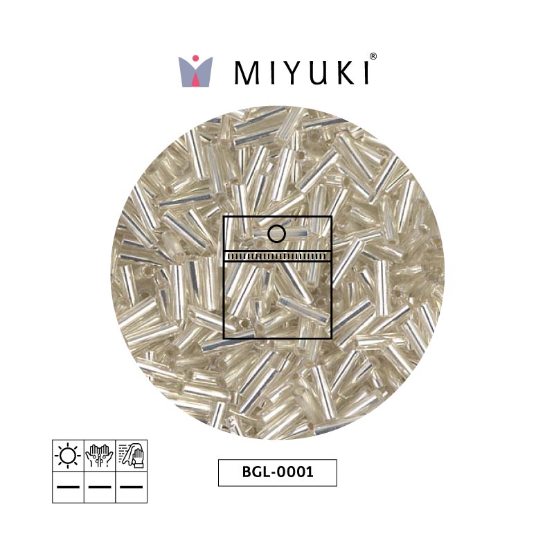 Miyuki bugle 6mm BGL0001 silver lined crystal x 25G