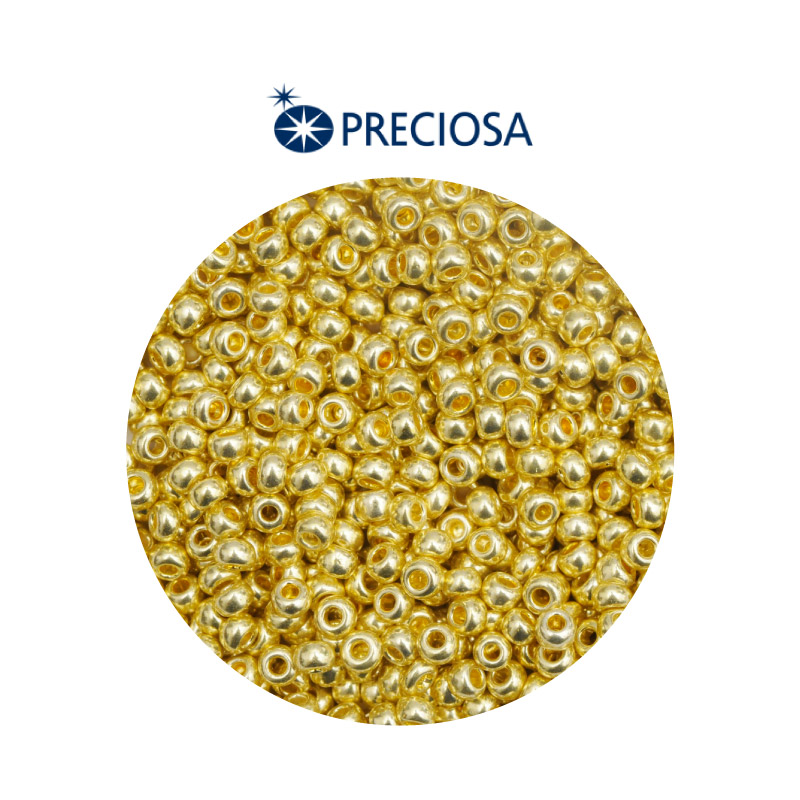 Mostacilla checa preciosa 2mm 18181 P dorado metalizado x 500 G