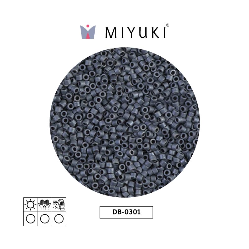 Miyuki delica 11/0 DB0301 matte gunmetal x 50g