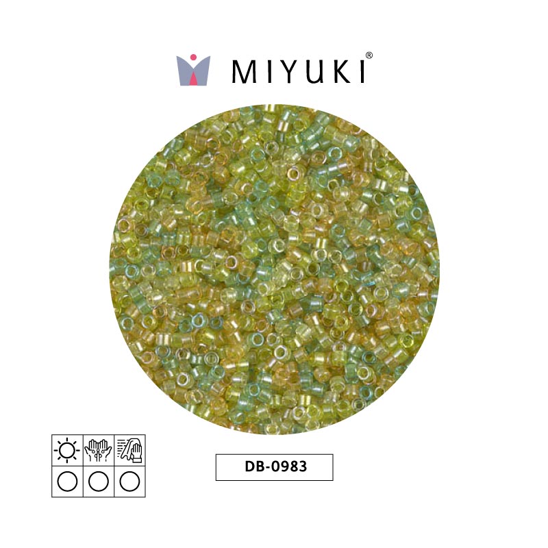 Miyuki delica 11/0 DB0983 saparkling lined lemon lime mix x 50g