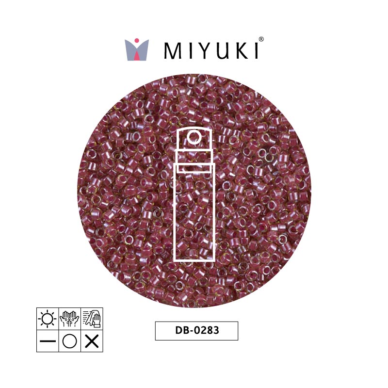 Miyuki delica 11/0 DB0283 cranberry lined peridot luster x 10g