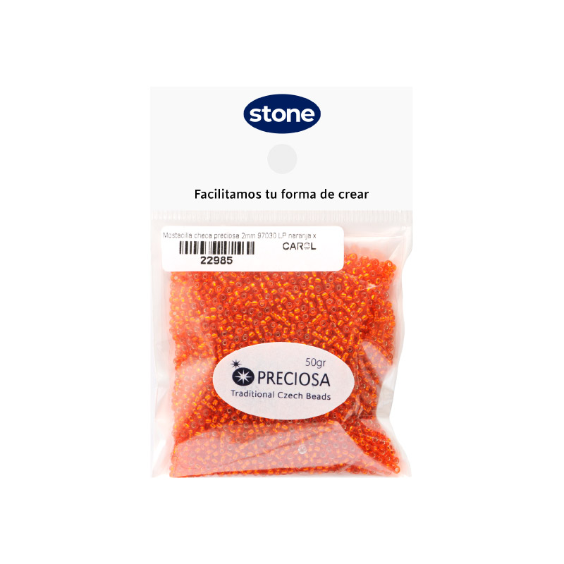 Mostacilla checa preciosa 2mm 97030 LP naranja x 50g