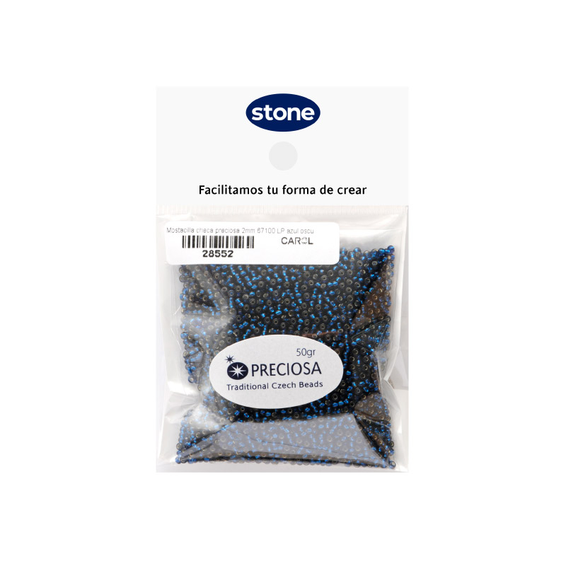 Mostacilla checa preciosa 2mm 67100 LP azul oscuro x 50g