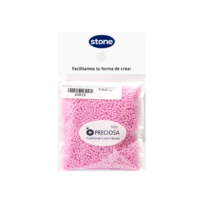 Mostacilla checa preciosa 2mm 03192 OP rosado pastel x 50g