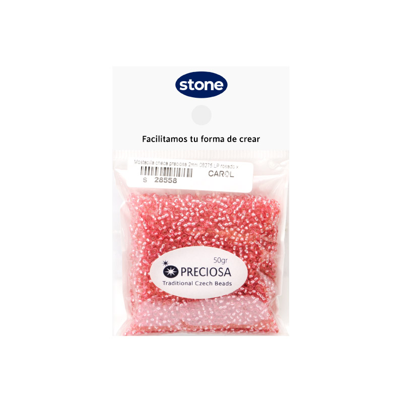 Mostacilla checa preciosa 2mm 08275 LP rosado x 50g