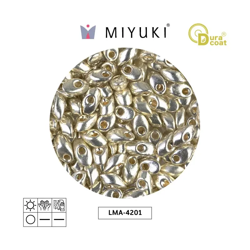 Miyuki long magatama 4x7mm LMA4201 galvanized silver x 250g