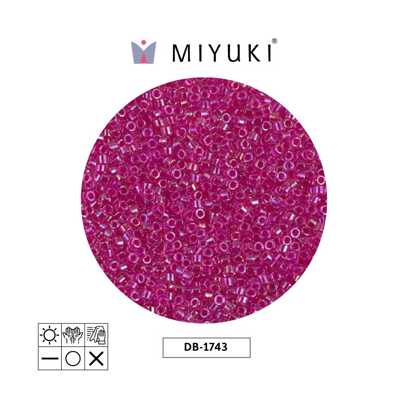 Miyuki delica 11/0 DB1743 hot pink lined crystal AB x 50g