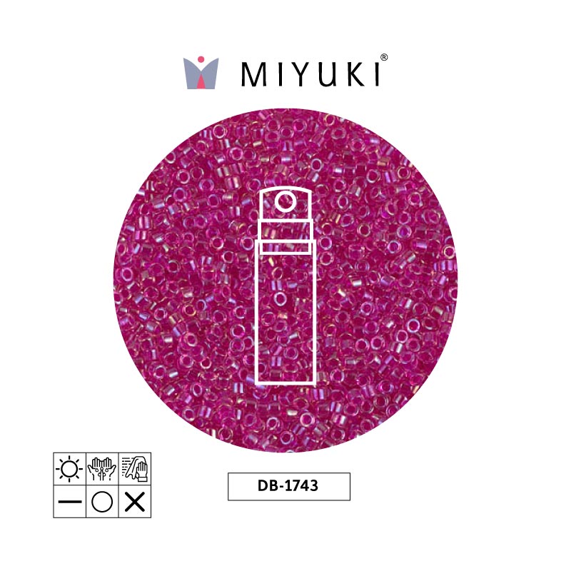 Miyuki delica 11/0 DB1743 hot pink lined crystal AB x 10g