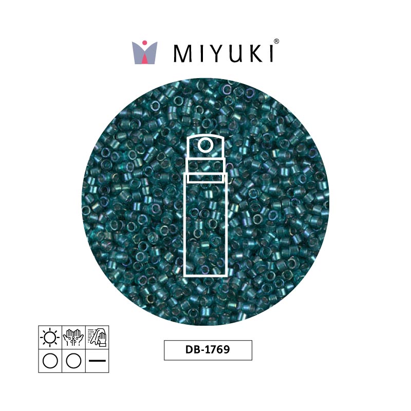 Miyuki delica 11/0 DB1769 sparkling aqua green lined crystal AB x 10g